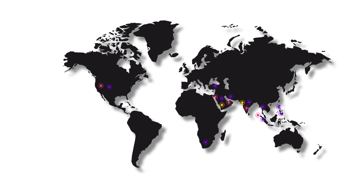 World map showing the regions Eventus Security operates across